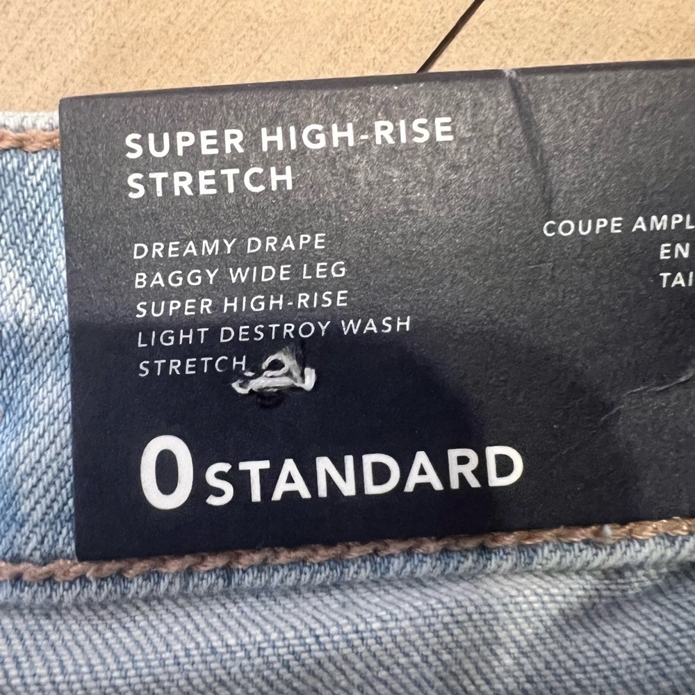 American Eagle Light Blue Ripped Wide Leg Dreamy Drapey Streach Baggy Jeans - Picture 6 of 7